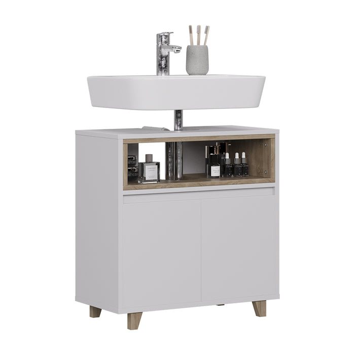 Vicco Mobile sottolavabo per bagno Bianco/quercia 60 x 61 cm con 2 porte