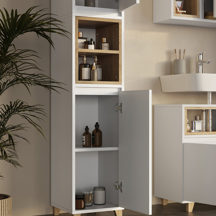 Vicco Armadio per il bagno Bianco/quercia 30 x 170 cm con 2 porte