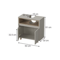 Vicco Mobile sottolavabo per bagno Greige/Rovere 60 x 61 cm con 2 porte