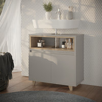 Vicco Mobile sottolavabo per bagno Greige/Rovere 60 x 61 cm con 2 porte