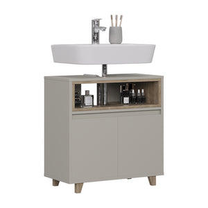 Vicco Mobile sottolavabo per bagno Greige/Rovere 60 x 61 cm con 2 porte