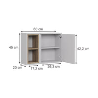 Vicco Specchio contenitore bagno Bianco/quercia 60 x 45 cm con 2 scomparti aperti e 1 anta