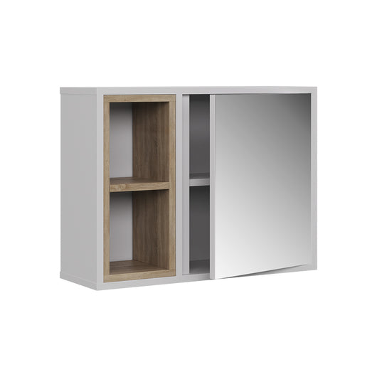 Vicco Specchio contenitore bagno Bianco/quercia 60 x 45 cm con 2 scomparti aperti e 1 anta