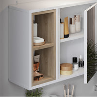 Vicco Specchio contenitore bagno Bianco/quercia 60 x 45 cm con 2 scomparti aperti e 1 anta