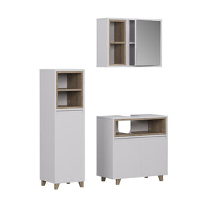 Vicco Set di mobili da bagno Bianco/quercia 3 parti con cabinet midi
