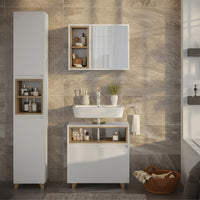 Vicco Set di mobili da bagno Bianco/quercia 3 parti con mobile alto