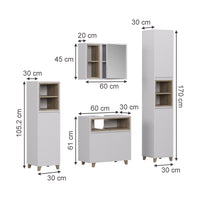 Vicco Set di mobili da bagno Bianco/quercia 4 parti