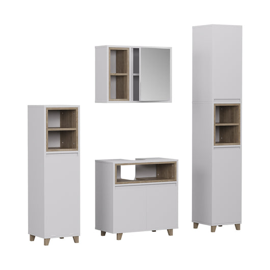 Vicco Set di mobili da bagno Bianco/quercia 4 parti