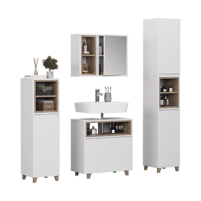 Vicco Set di mobili da bagno Bianco/quercia 4 parti