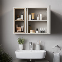 Vicco Set di mobili da bagno Greige/Rovere con mobiletto a specchio e mobiletto base