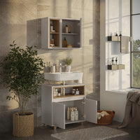 Vicco Set di mobili da bagno Greige/Rovere con mobiletto a specchio e mobiletto base