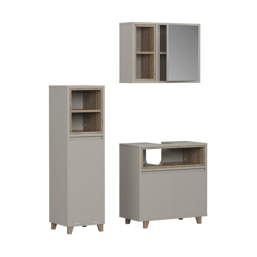 Vicco Set di mobili da bagno Greige/Rovere 3 parti con cabinet midi