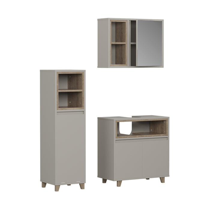 Vicco Set di mobili da bagno Greige/Rovere 3 parti con cabinet midi