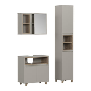 Vicco Set di mobili da bagno Greige/Rovere 3 parti con mobile alto