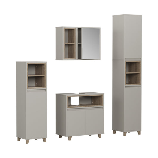 Vicco Set di mobili da bagno Greige/Rovere 4 parti