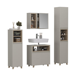 Vicco Set di mobili da bagno Greige/Rovere 4 parti
