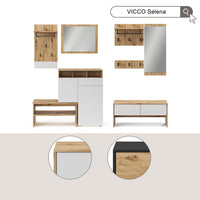 Vicco Armadio da ingresso Bianco/Artisan 90 x 40 cm 4 parti