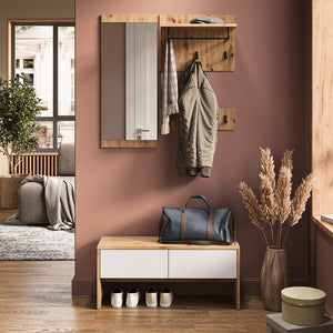 Vicco Armadio da ingresso Bianco/Artisan 90 x 40 cm 4 parti