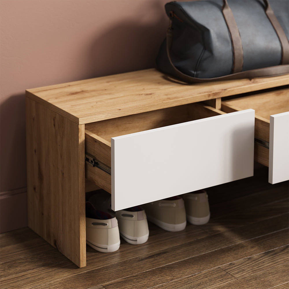 Vicco Armadio da ingresso Bianco/Artisan 90 x 40 cm 4 parti