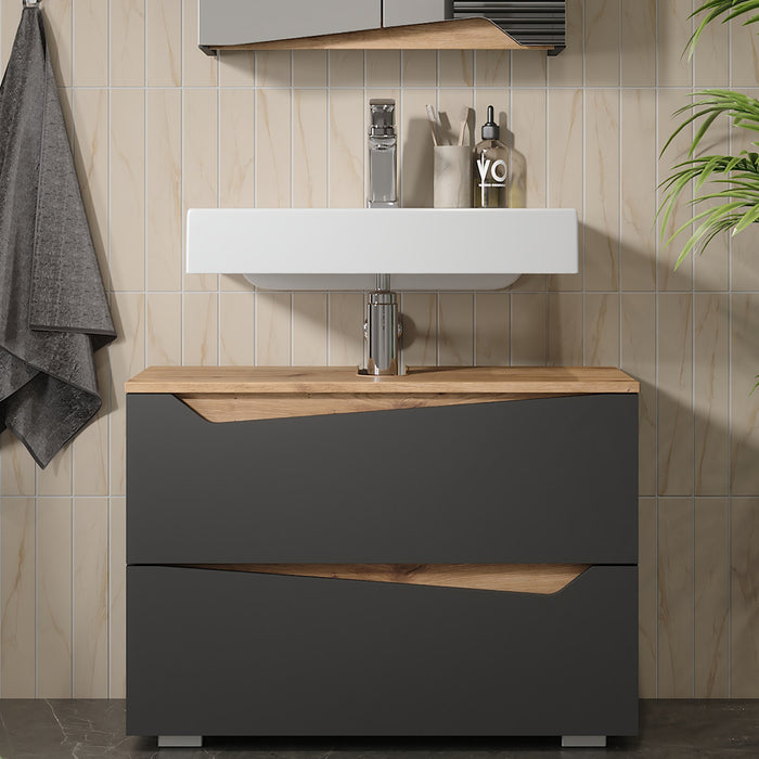 Vicco Mobile sottolavabo per bagno Antracite/Artisan 80 x 57.5 cm con 2 cassetti