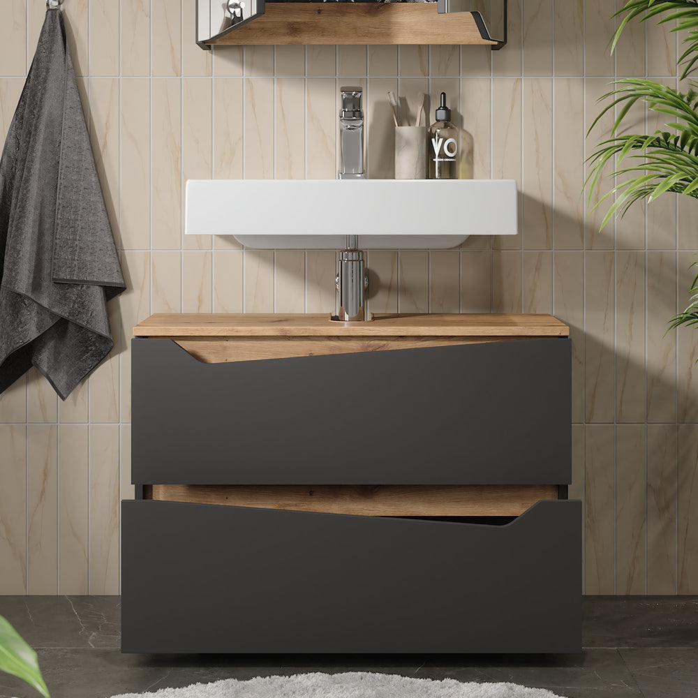 Vicco Mobile sottolavabo per bagno Antracite/Artisan 80 x 57.5 cm con 2 cassetti
