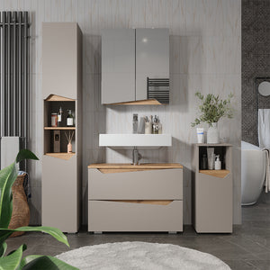 Vicco Mobile sottolavabo per bagno Greige/rovere artigianale 80 x 57.5 cm con 2 cassetti