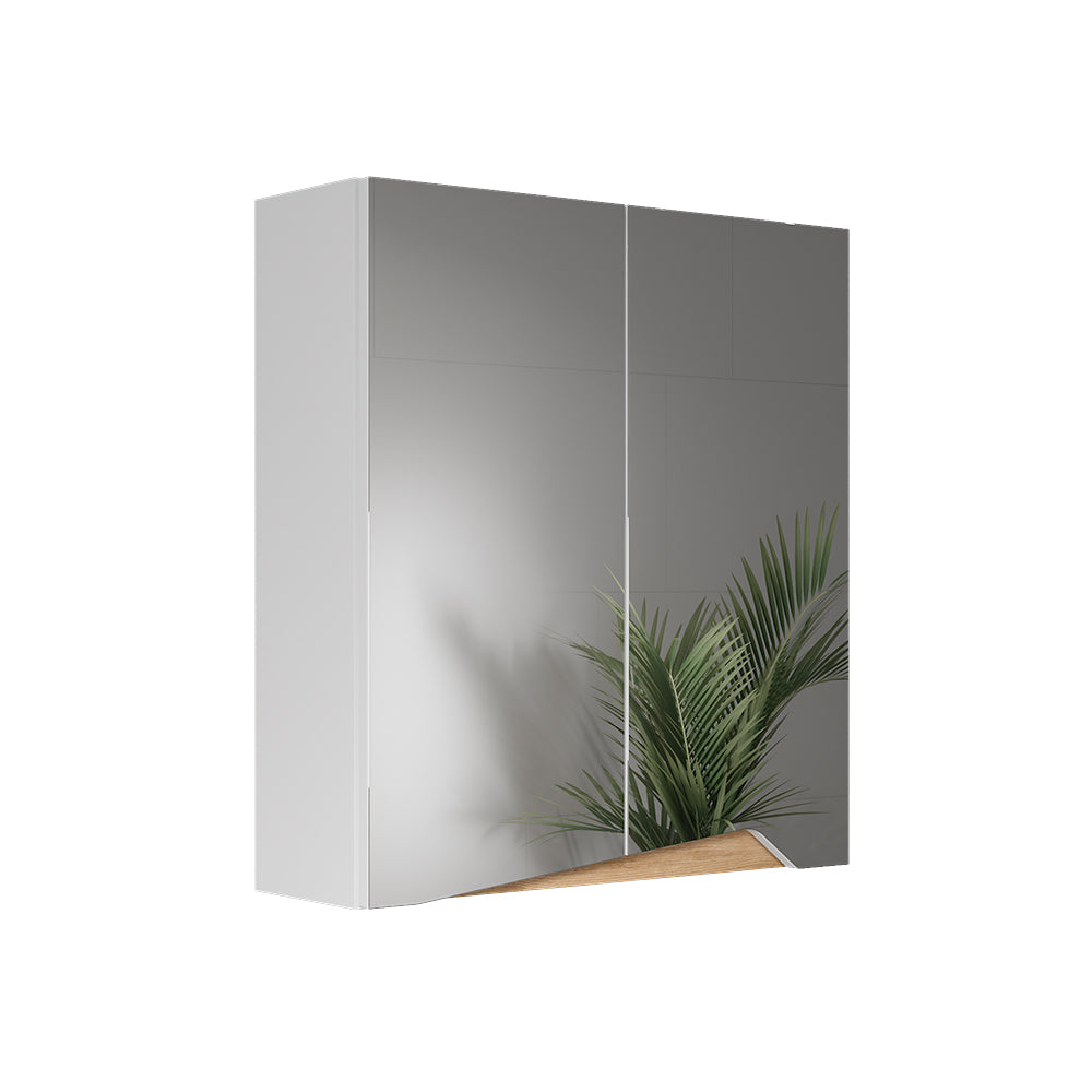 Vicco Specchio contenitore bagno Bianco/Artisan 60 x 67 cm con ripiano regolabile in altezza