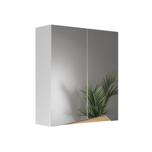 Vicco Specchio contenitore bagno Bianco/Artisan 60 x 67 cm con ripiano regolabile in altezza