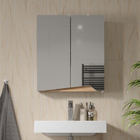 Vicco Specchio contenitore bagno Bianco/Artisan 60 x 67 cm con ripiano regolabile in altezza