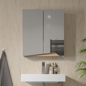 Vicco Specchio contenitore bagno Bianco/Artisan 60 x 67 cm con ripiano regolabile in altezza