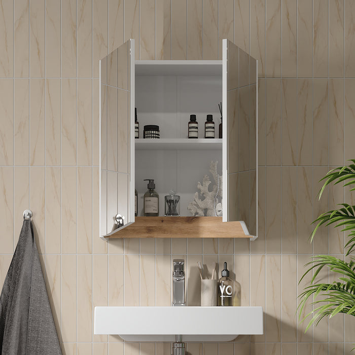 Vicco Specchio contenitore bagno Bianco/Artisan 60 x 67 cm con ripiano regolabile in altezza