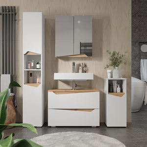 Vicco Specchio contenitore bagno Bianco/Artisan 60 x 67 cm con ripiano regolabile in altezza