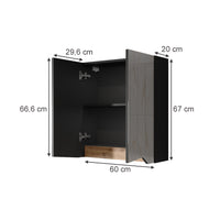 Vicco Specchio contenitore bagno Antracite/Artisan 60 x 67 cm con ripiano regolabile in altezza
