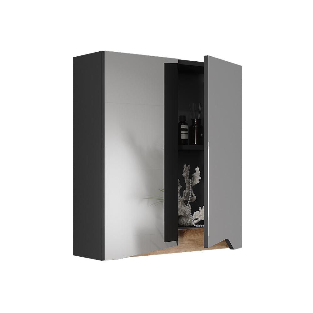 Vicco Specchio contenitore bagno Antracite/Artisan 60 x 67 cm con ripiano regolabile in altezza