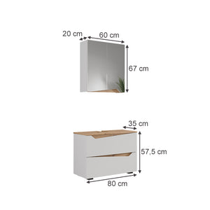 Vicco Set di mobili da bagno Bianco/Artisan 2 parti