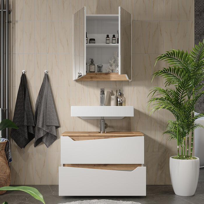 Vicco Set di mobili da bagno Bianco/Artisan 2 parti