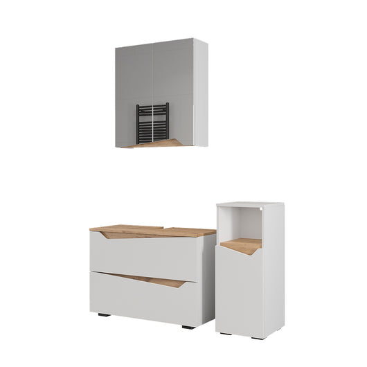 Vicco Set di mobili da bagno Bianco/Artisan 3 parti con cabinet midi