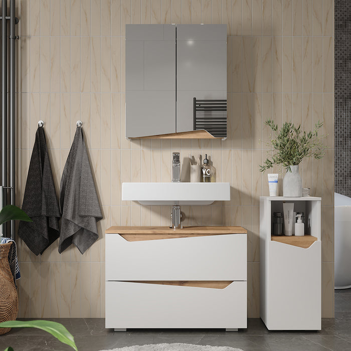 Vicco Set di mobili da bagno Bianco/Artisan 3 parti con cabinet midi