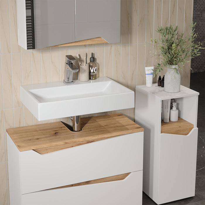 Vicco Set di mobili da bagno Bianco/Artisan 3 parti con cabinet midi