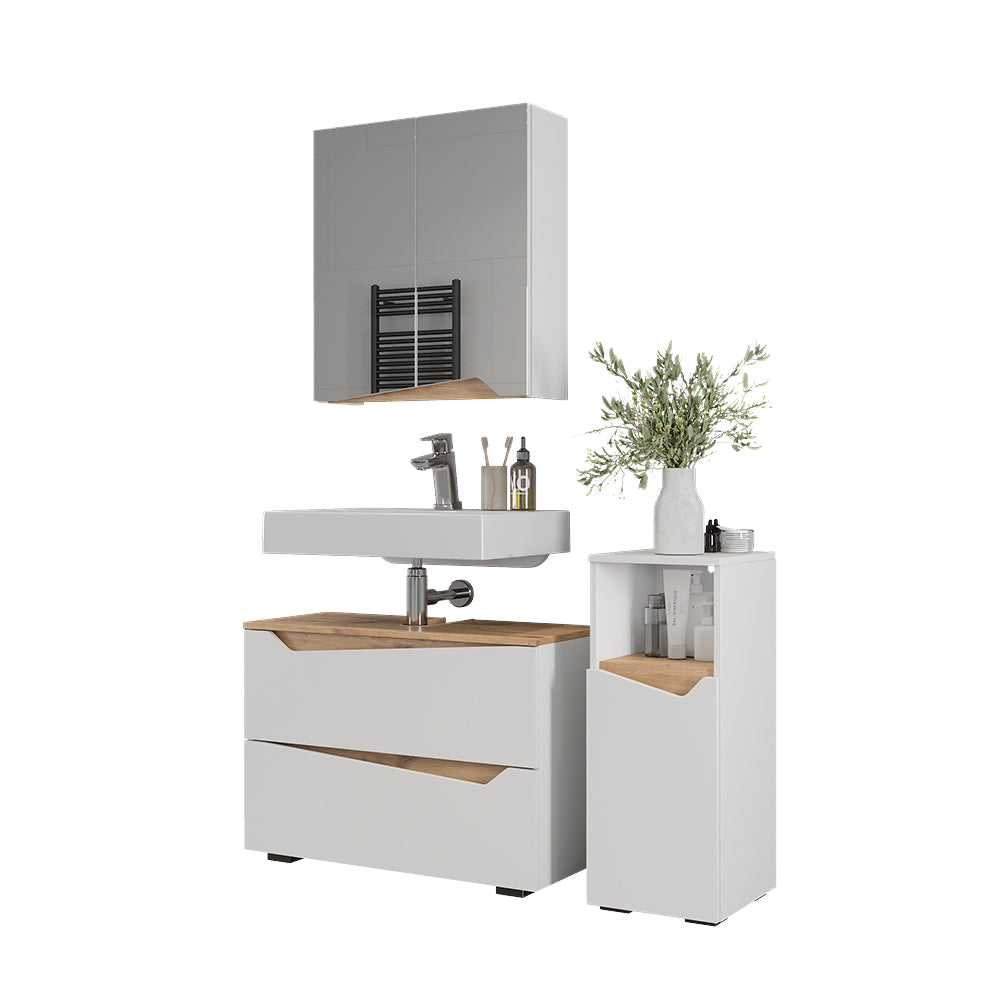 Vicco Set di mobili da bagno Bianco/Artisan 3 parti con cabinet midi