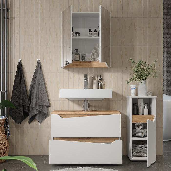 Vicco Set di mobili da bagno Bianco/Artisan 3 parti con cabinet midi