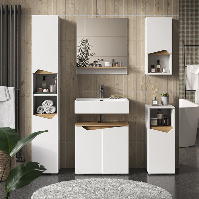 Vicco Set di mobili da bagno Bianco/Artisan 3 parti con cabinet midi