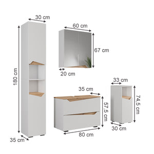 Vicco Set di mobili da bagno Bianco/Artisan 4 parti