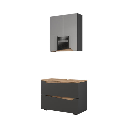 Vicco Set di mobili da bagno Antracite/Artisan 2 parti