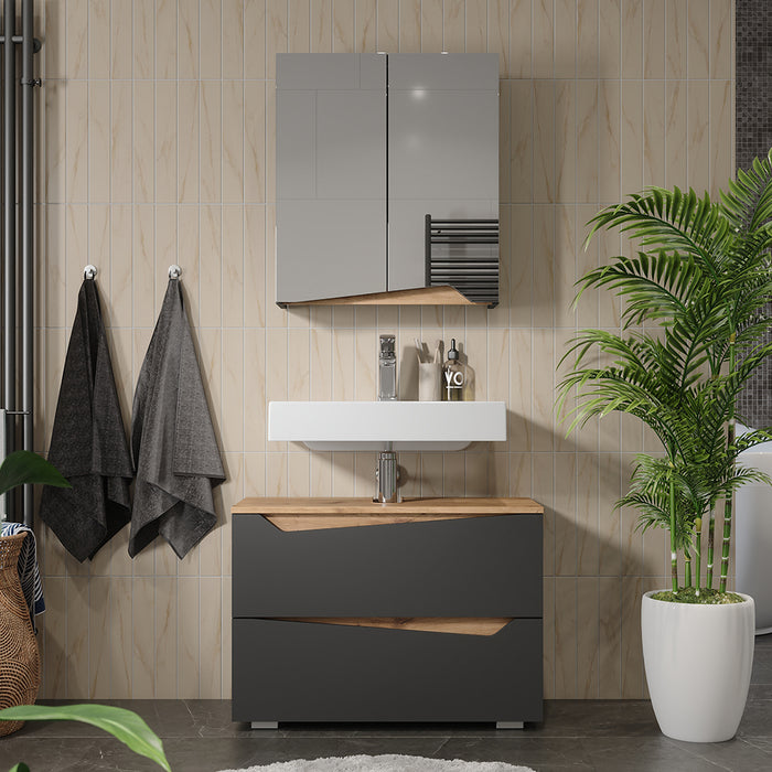 Vicco Set di mobili da bagno Antracite/Artisan 2 parti