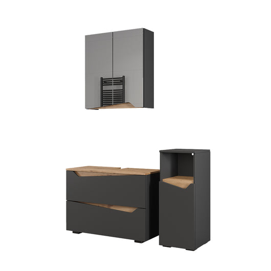 Vicco Set di mobili da bagno Antracite/Artisan 3 parti con cabinet midi