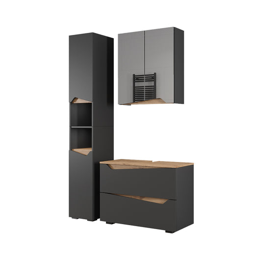 Vicco Set di mobili da bagno Antracite/Artisan 3 parti con mobile alto