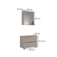 Vicco Set di mobili da bagno Greige/Artigianale 2 parti