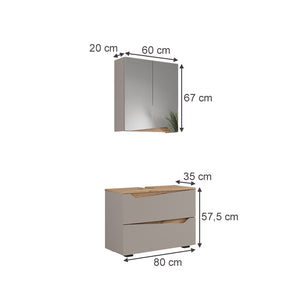 Vicco Set di mobili da bagno Greige/Artigianale 2 parti