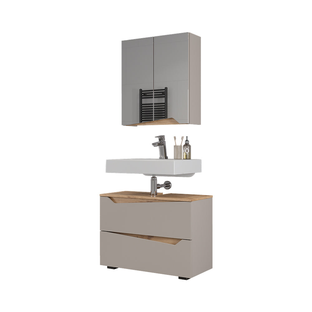Vicco Set di mobili da bagno Greige/Artigianale 2 parti